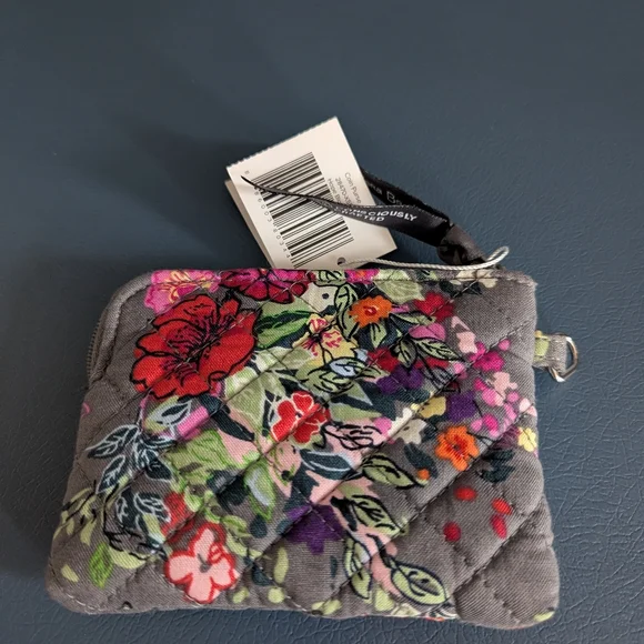 Vera Bradley Gray Quilted Floral Zip Coin Pouch - Picture 2 of 3